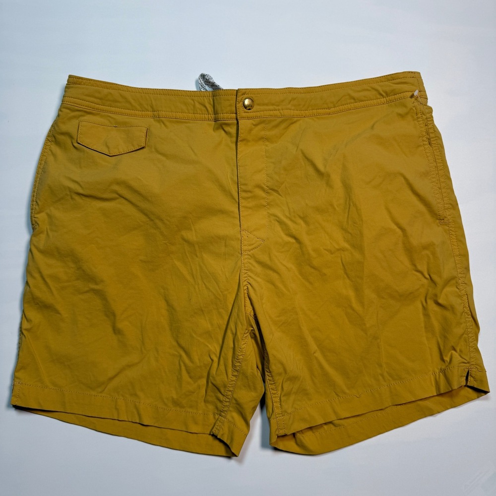 J.Crew Mens Swim Trunks Mustard Yellow Mesh Lined Board Shorts Size 38